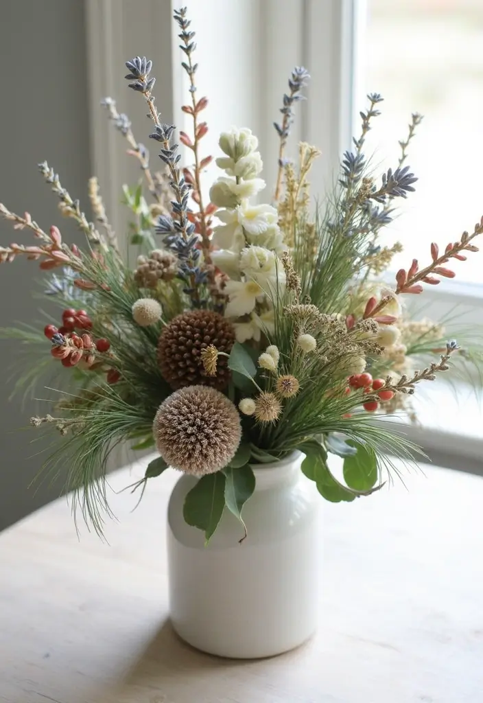 28 Christmas Centerpiece Ideas That Elevate Any Table 8 28 Christmas Centerpiece Ideas That Elevate Any Table - 8. Dried Flower Mix Arrangement