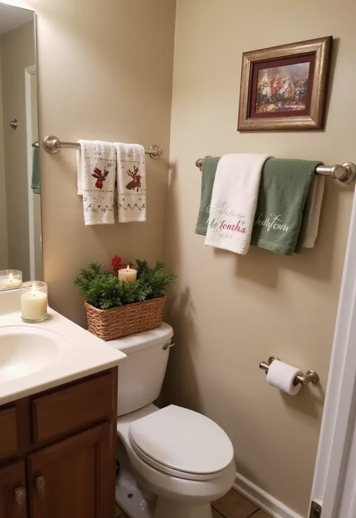 28 Christmas Room Ideas That Feel Cozy & Bright 17 28 Christmas Room Ideas That Feel Cozy & Bright - 17. Holiday-Themed Bath Decor