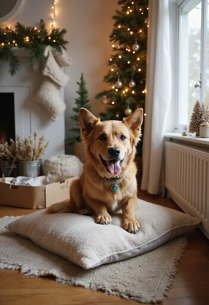 28 Christmas Room Ideas That Feel Cozy & Bright 20 28 Christmas Room Ideas That Feel Cozy & Bright - 20. Holiday-Themed Pet Decor