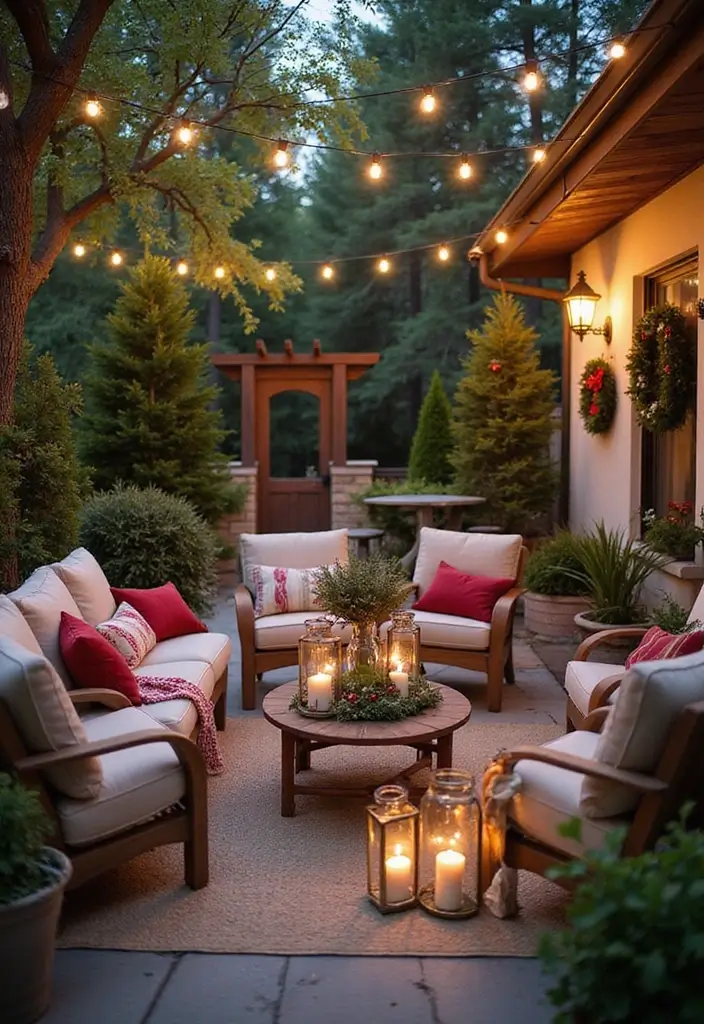 28 Christmas Room Ideas That Feel Cozy & Bright 23 28 Christmas Room Ideas That Feel Cozy & Bright - 23. Cozy Outdoor Spaces