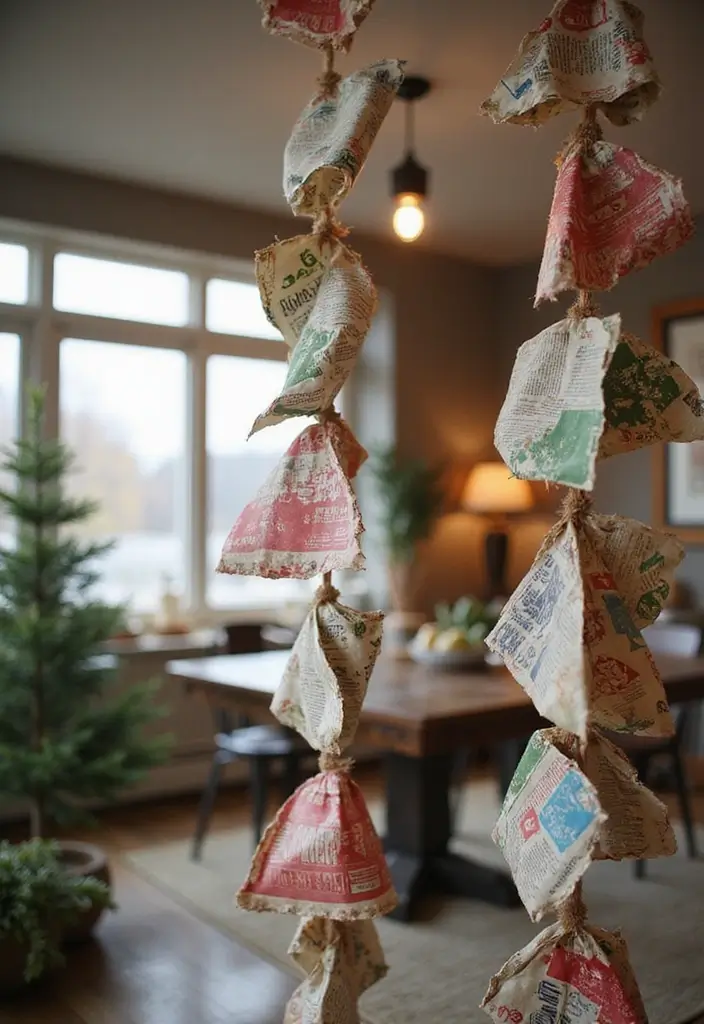 28 Christmas Room Ideas That Feel Cozy & Bright 5 28 Christmas Room Ideas That Feel Cozy & Bright - 5. Recycled Paper Garland