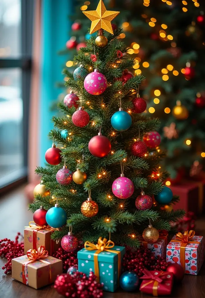 28 Christmas Tree Color Theme Ideas You’ll Want to Copy - 10. Festive Rainbow