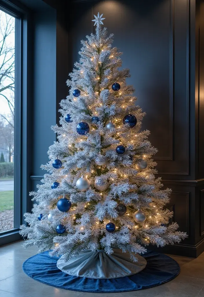 28 Christmas Tree Color Theme Ideas You’ll Want to Copy - 21. Elegant Silver and Blue