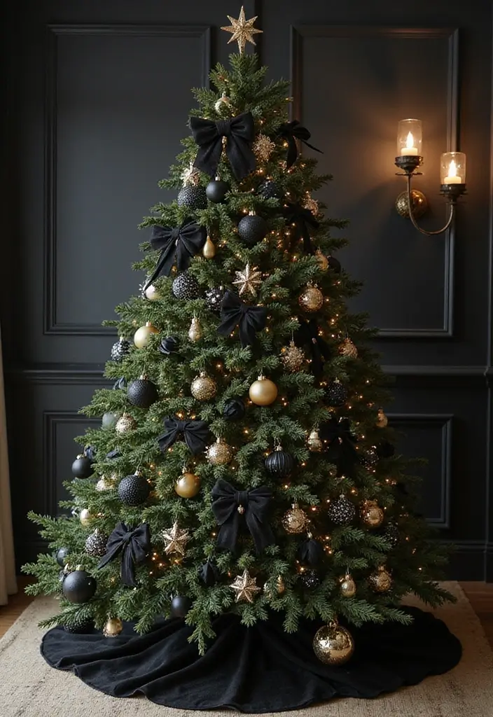 28 Christmas Tree Color Theme Ideas You’ll Want to Copy - 25. Elegant Black Tie