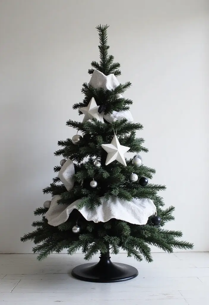 28 Christmas Tree Color Theme Ideas You’ll Want to Copy - 5. Bold Black and White