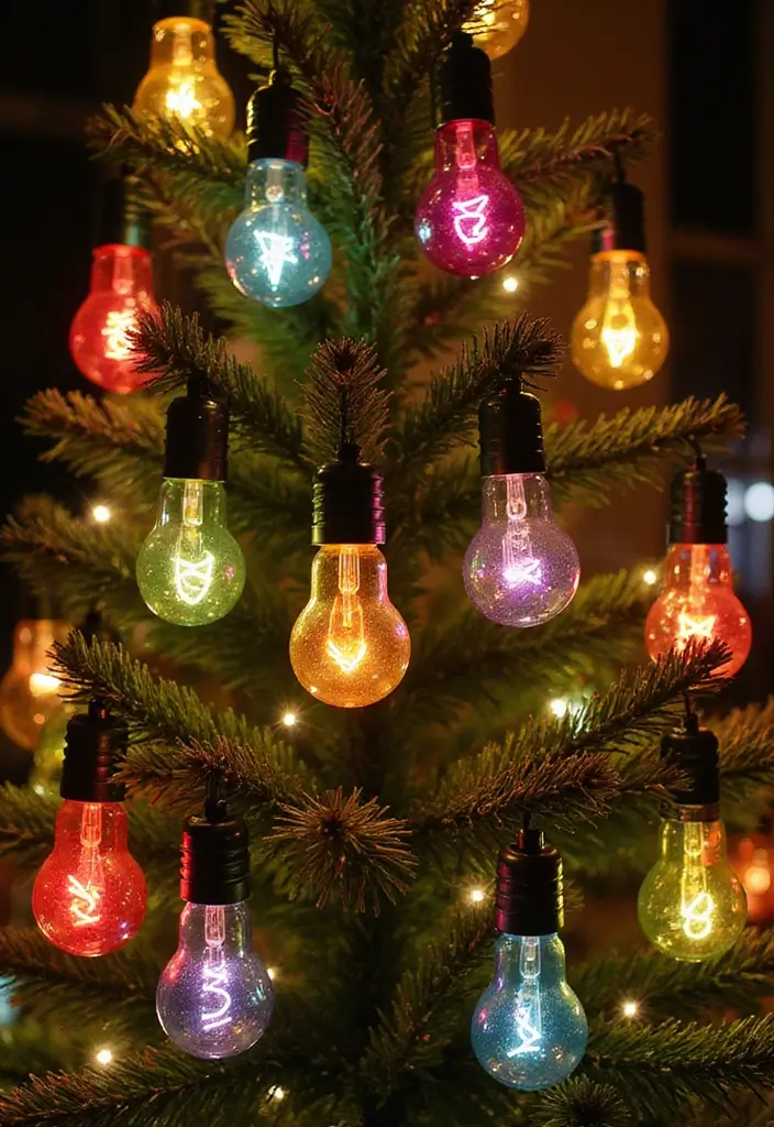 28 Christmas Tree Decoration Ideas That Spark Joy 27 28 Christmas Tree Decoration Ideas That Spark Joy - 27. Recycled Light Bulbs