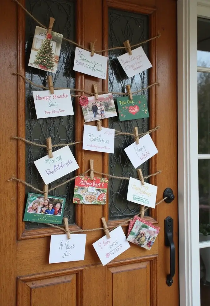 28 Door Christmas Decoration Ideas Everyone Will Notice 13 28 Door Christmas Decoration Ideas Everyone Will Notice - 13. Eco-Friendly Christmas Cards Display