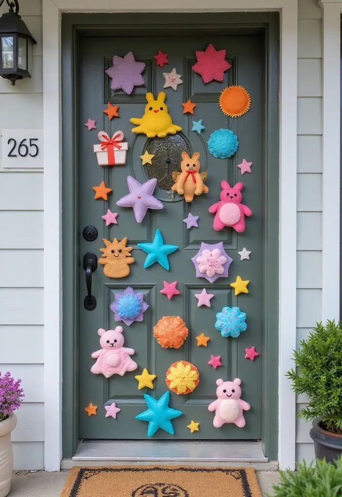 28 Door Christmas Decoration Ideas Everyone Will Notice 16 28 Door Christmas Decoration Ideas Everyone Will Notice - 16. Handcrafted Felt Decorations