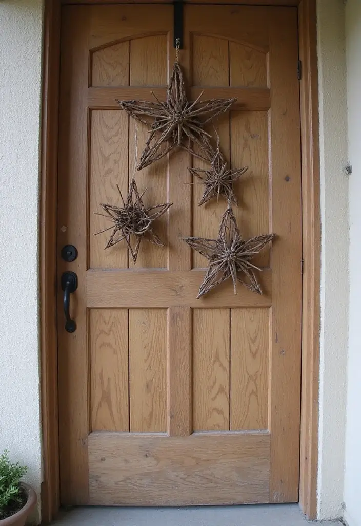 28 Door Christmas Decoration Ideas Everyone Will Notice 17 28 Door Christmas Decoration Ideas Everyone Will Notice - 17. Handmade Twig Stars