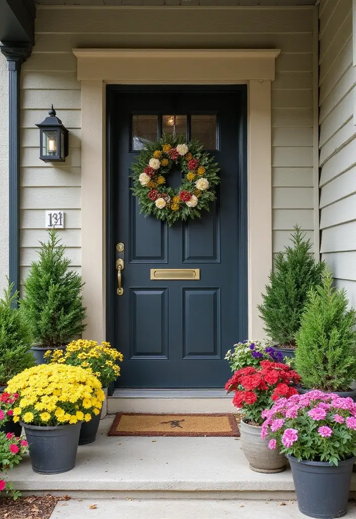 28 Door Christmas Decoration Ideas Everyone Will Notice 18 28 Door Christmas Decoration Ideas Everyone Will Notice - 18. Seasonal Potted Plants