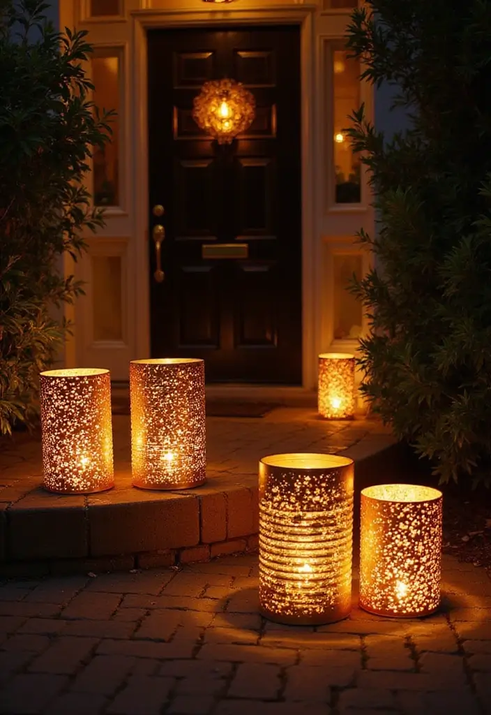 28 Door Christmas Decoration Ideas Everyone Will Notice 19 28 Door Christmas Decoration Ideas Everyone Will Notice - 19. Upcycled Tin Can Lanterns