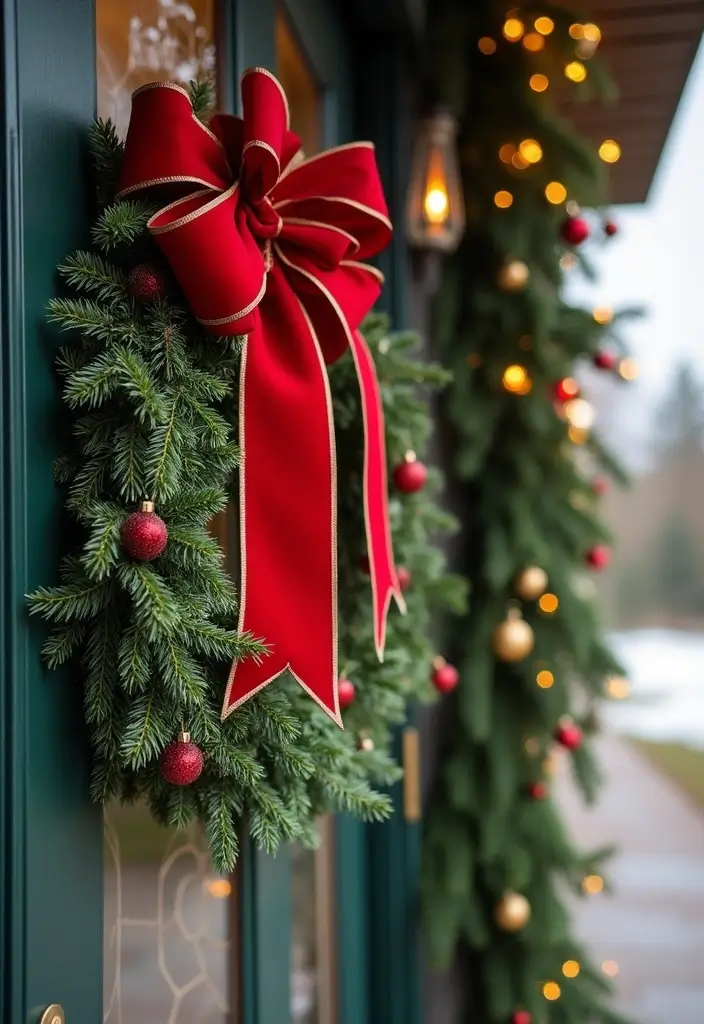 28 Door Christmas Decoration Ideas Everyone Will Notice 21 28 Door Christmas Decoration Ideas Everyone Will Notice - 21. Holiday Ribbon and Greenery Swag