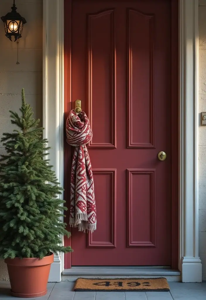28 Door Christmas Decoration Ideas Everyone Will Notice 23 28 Door Christmas Decoration Ideas Everyone Will Notice - 23. Cozy Blanket Tied at the Door