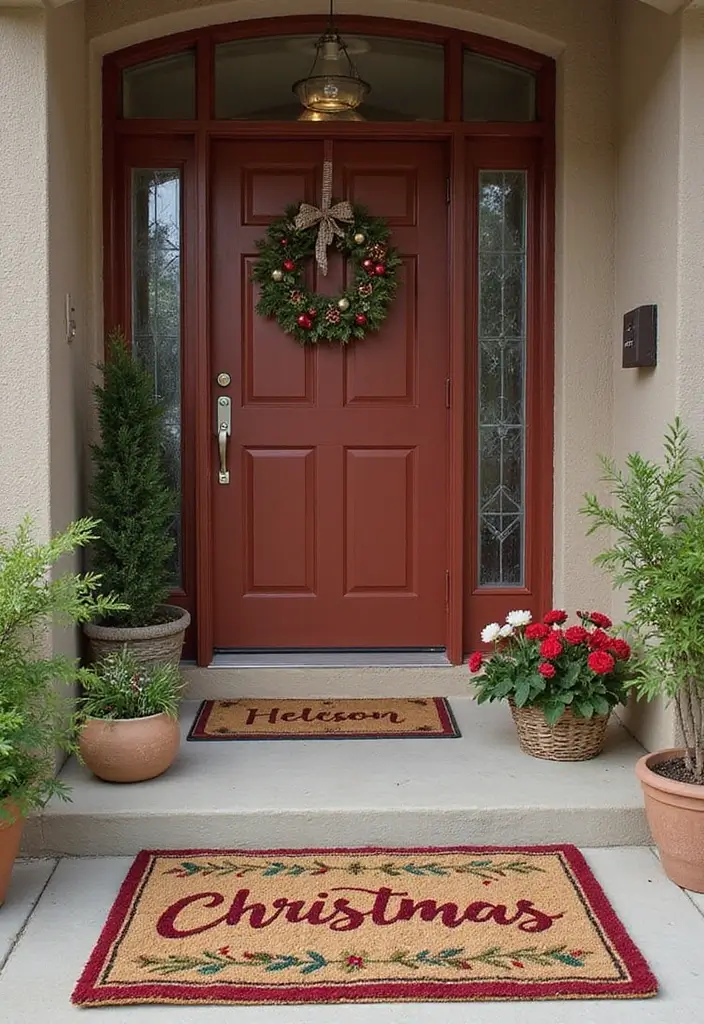 28 Door Christmas Decoration Ideas Everyone Will Notice 27 28 Door Christmas Decoration Ideas Everyone Will Notice - 27. Holiday-Themed Doormat