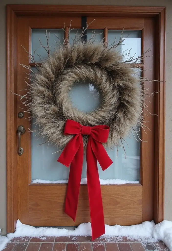 28 Door Christmas Decoration Ideas Everyone Will Notice 4 28 Door Christmas Decoration Ideas Everyone Will Notice - 4. Eco-Friendly Faux Fur Wreaths