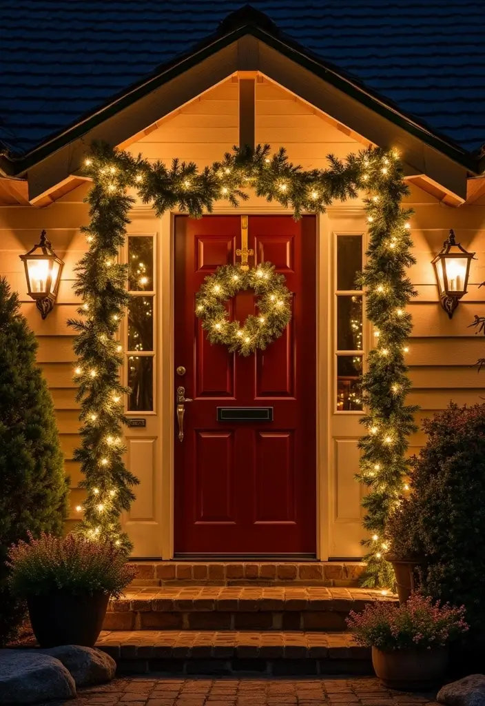 28 Door Christmas Decoration Ideas Everyone Will Notice 8 28 Door Christmas Decoration Ideas Everyone Will Notice - 8. Twinkling Fairy Lights