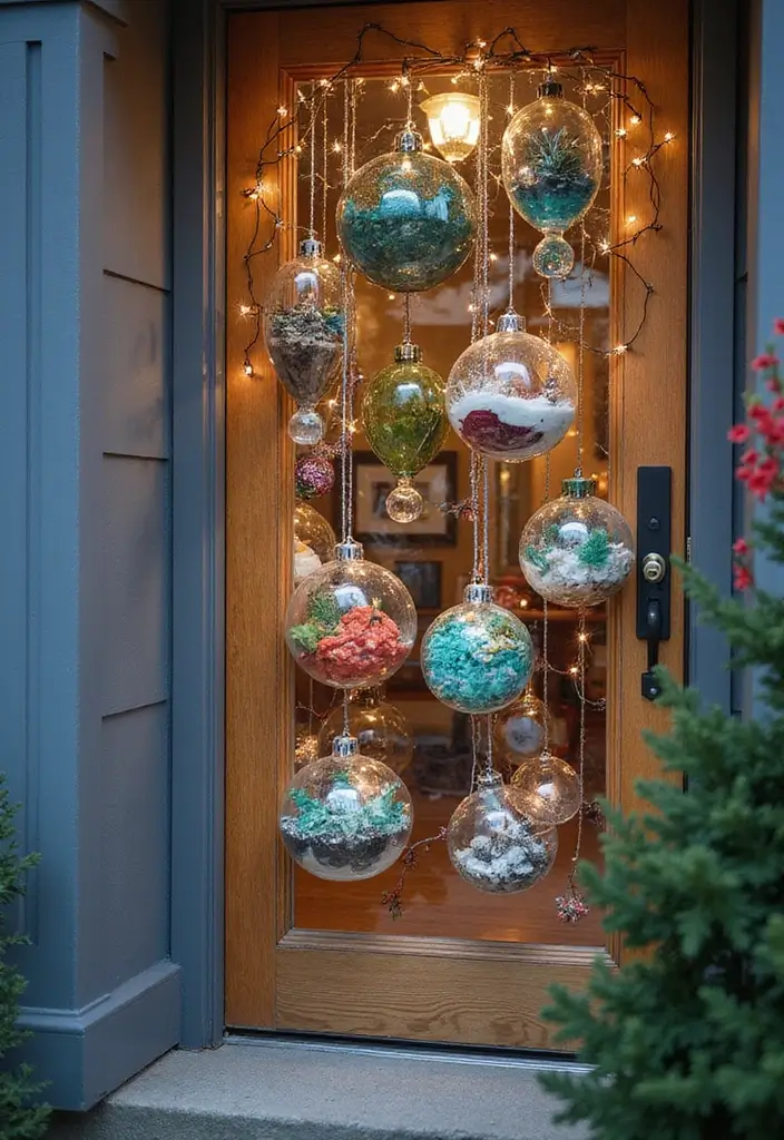28 Door Christmas Decoration Ideas Everyone Will Notice 9 28 Door Christmas Decoration Ideas Everyone Will Notice - 9. Recycled Glass Ornaments