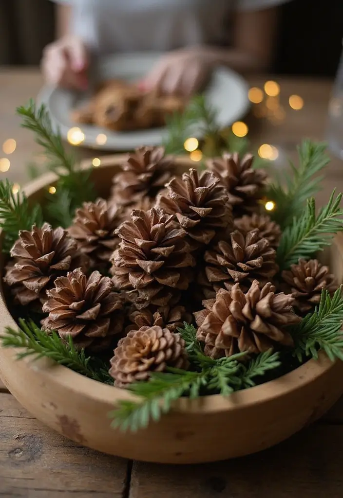 28 Festive Table Noël Decoration Ideas for Inspiration 1 28 Festive Table Noël Decoration Ideas for Inspiration - 1. Pinecone Centerpieces