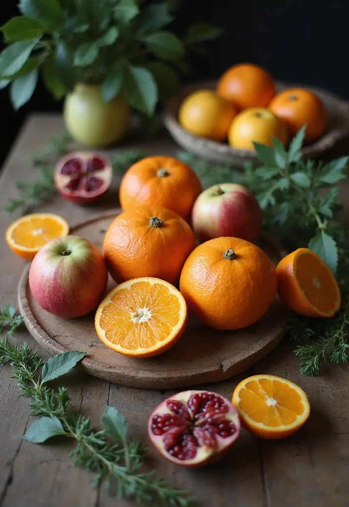 28 Festive Table Noël Decoration Ideas for Inspiration 10 28 Festive Table Noël Decoration Ideas for Inspiration - 10. Seasonal Fruit Displays