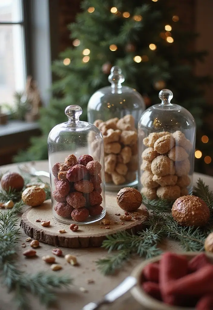 28 Festive Table Noël Decoration Ideas for Inspiration 18 28 Festive Table Noël Decoration Ideas for Inspiration - 18. Elegant Glass Cloche Displays