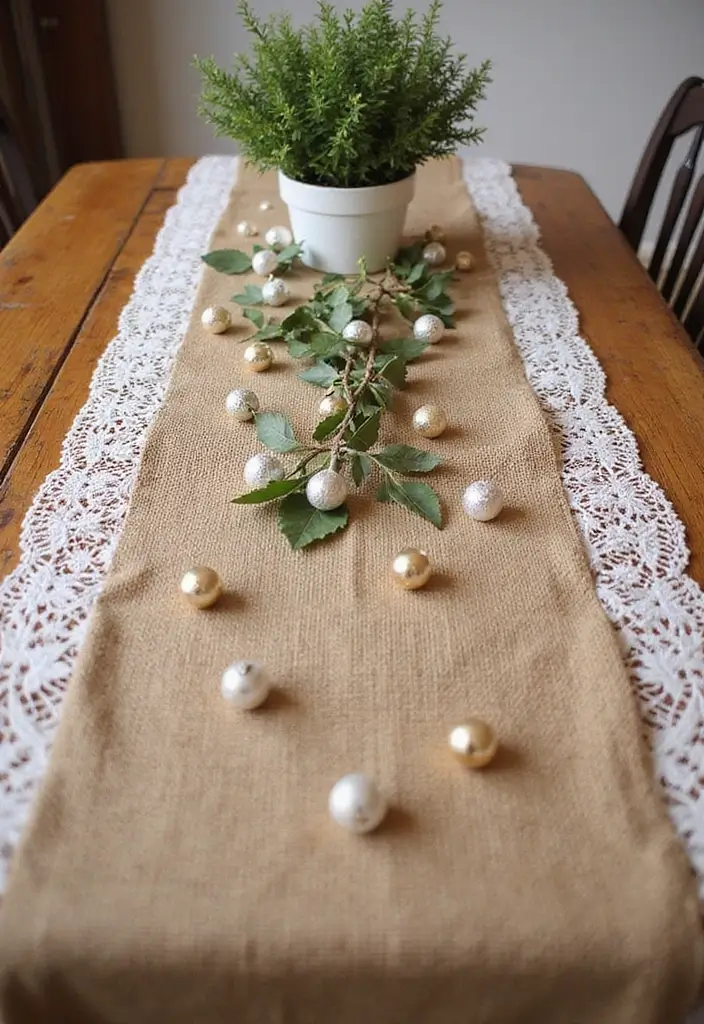 28 Festive Table Noël Decoration Ideas for Inspiration 2 28 Festive Table Noël Decoration Ideas for Inspiration - 2. Farmhouse-Style Table Runner