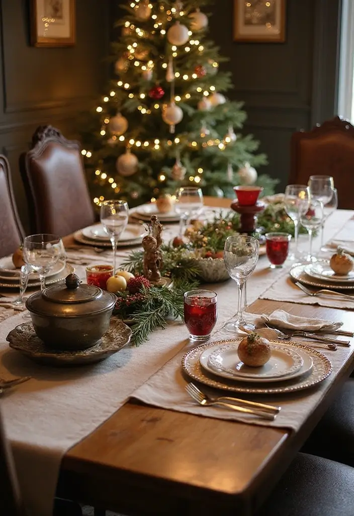 28 Festive Table Noël Decoration Ideas for Inspiration 20 28 Festive Table Noël Decoration Ideas for Inspiration - 20. Personal Touches with Family Heirlooms
