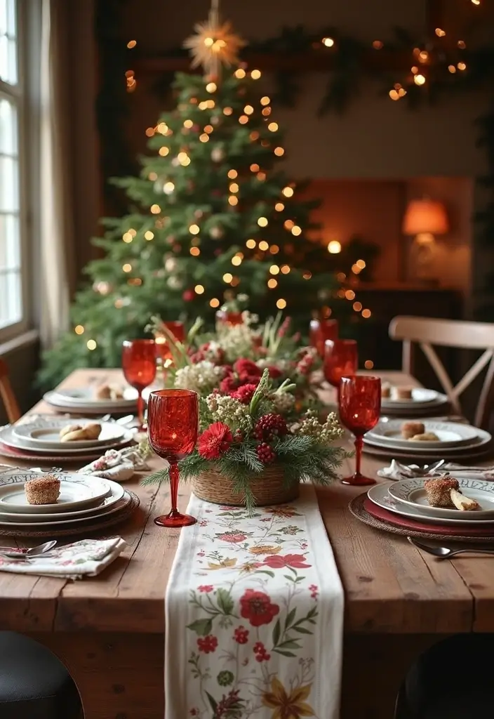 28 Festive Table Noël Decoration Ideas for Inspiration 22 28 Festive Table Noël Decoration Ideas for Inspiration - 22. Unique Seasonal Prints