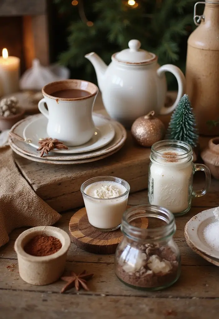 28 Festive Table Noël Decoration Ideas for Inspiration 25 28 Festive Table Noël Decoration Ideas for Inspiration - 25. Hot Cocoa Station
