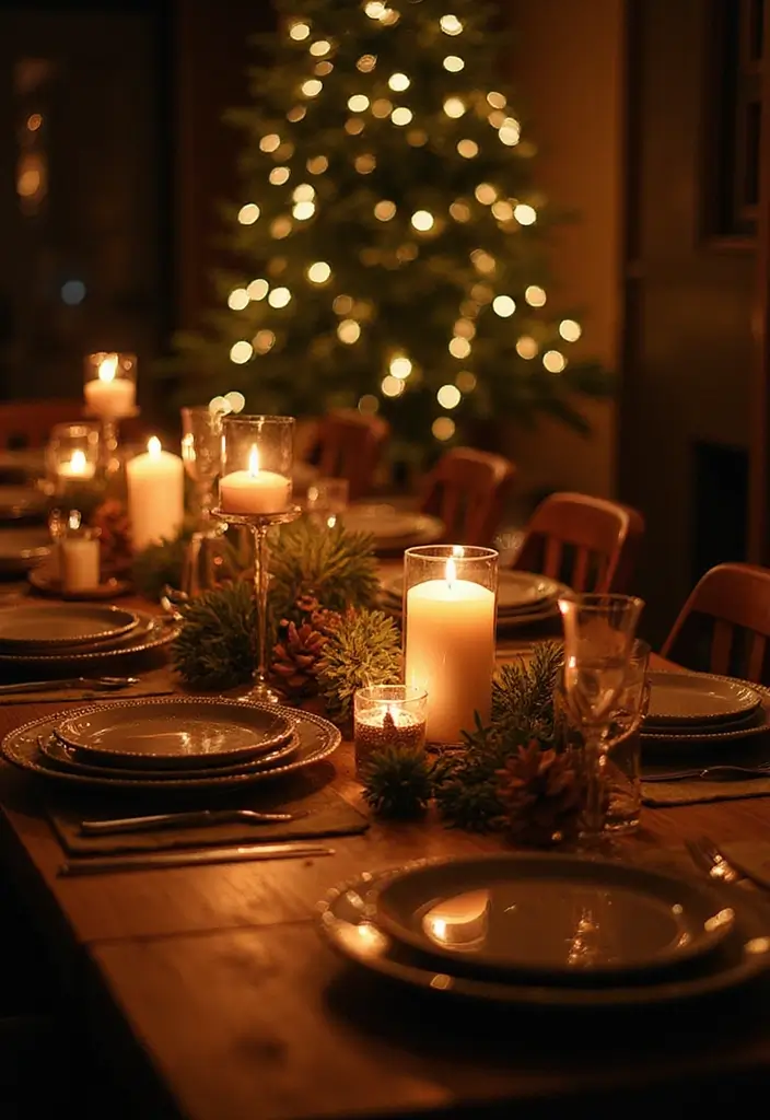 28 Festive Table Noël Decoration Ideas for Inspiration 26 28 Festive Table Noël Decoration Ideas for Inspiration - 26. Creative Table Lighting