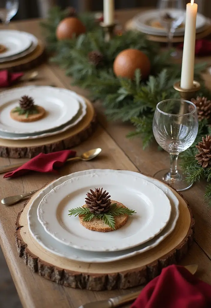28 Festive Table Noël Decoration Ideas for Inspiration 5 28 Festive Table Noël Decoration Ideas for Inspiration - 5. Rustic Wooden Accents