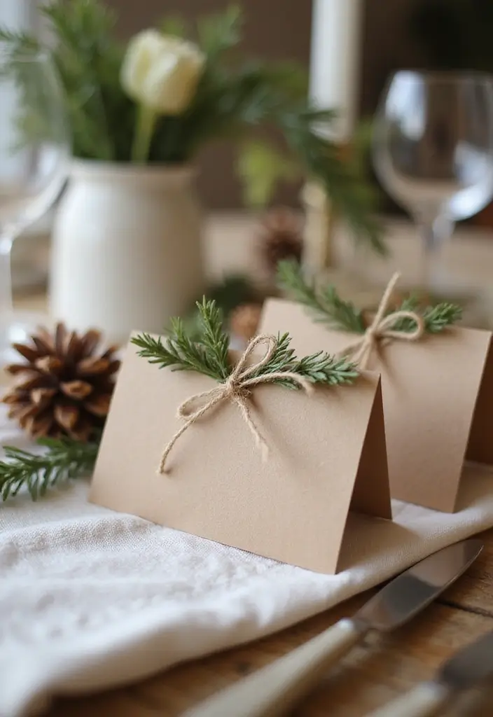 28 Festive Table Noël Decoration Ideas for Inspiration 6 28 Festive Table Noël Decoration Ideas for Inspiration - 6. Handmade Place Cards