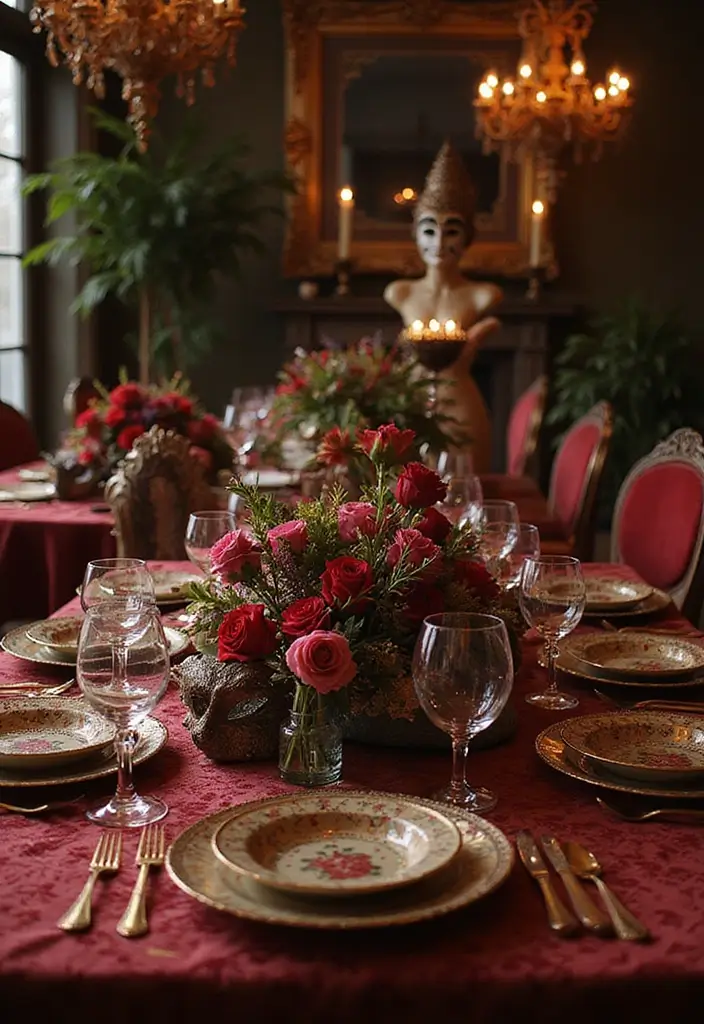 28 Halloween Table Décor Ideas for Every Gathering 11 28 Halloween Table Décor Ideas for Every Gathering - 11. Halloween Masquerade Ball
