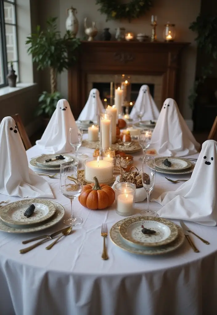 28 Halloween Table Décor Ideas for Every Gathering 2 28 Halloween Table Décor Ideas for Every Gathering - 2. Ghostly Dinner Party