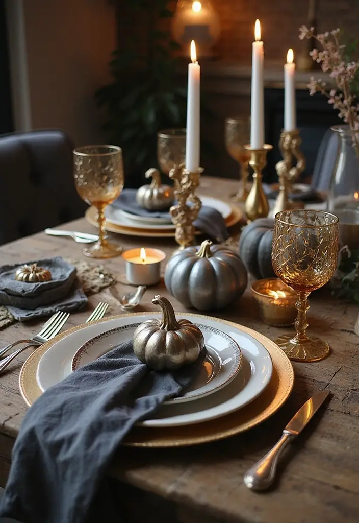 28 Halloween Table Décor Ideas for Every Gathering 5 28 Halloween Table Décor Ideas for Every Gathering - 5. Silver and Gold Elegance