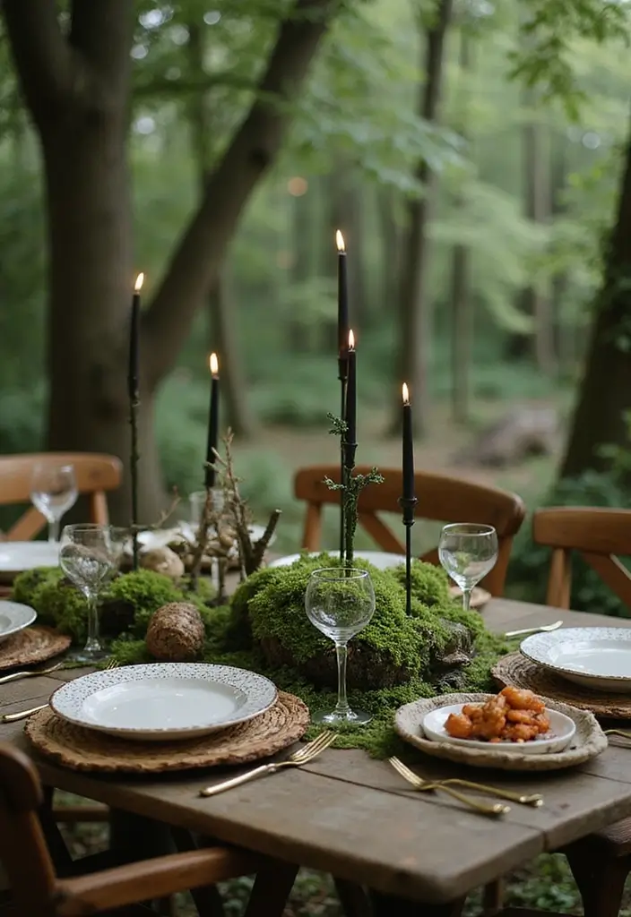 28 Halloween Table Décor Ideas for Every Gathering 9 28 Halloween Table Décor Ideas for Every Gathering - 9. Enchanted Forest Setting