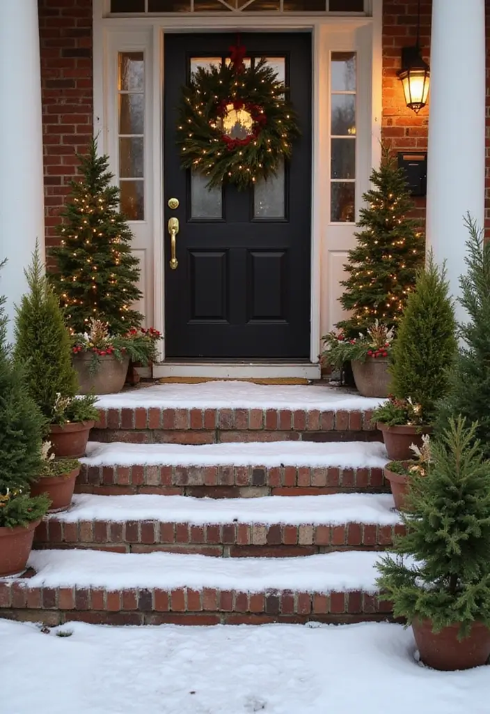 28 Outdoor Christmas House Decoration Ideas That Shine 17 28 Outdoor Christmas House Decoration Ideas That Shine - 17. Snowy Front Steps