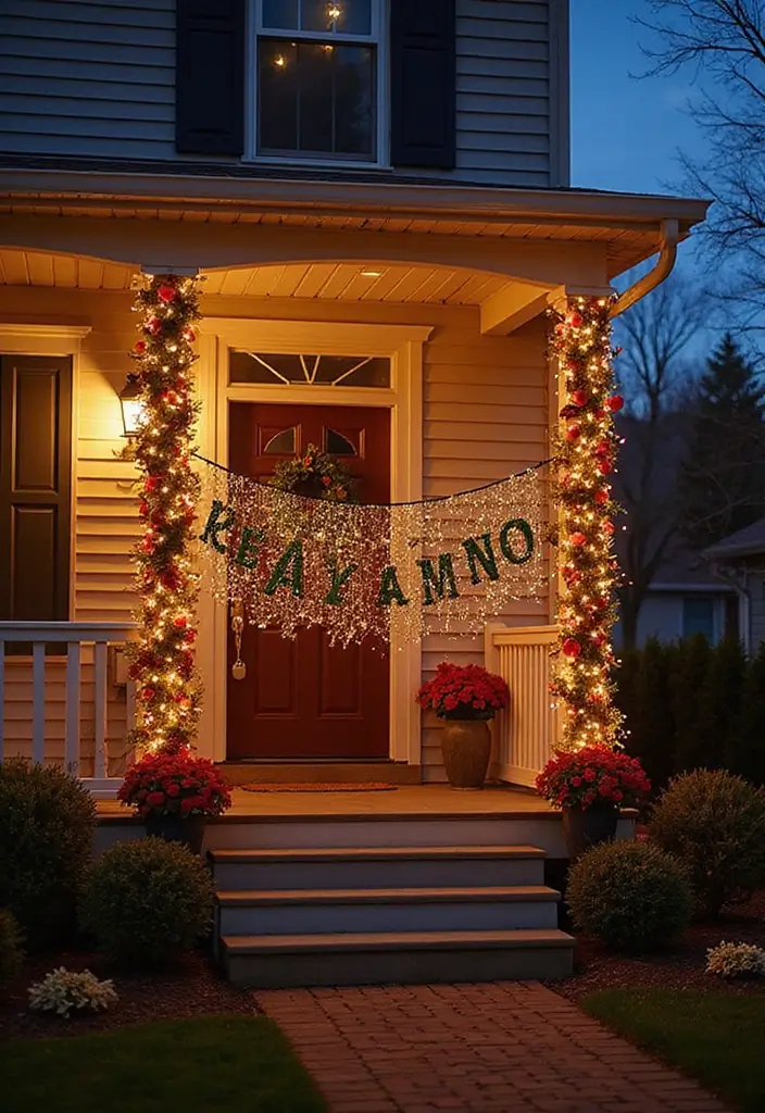 28 Outdoor Christmas House Decoration Ideas That Shine 18 28 Outdoor Christmas House Decoration Ideas That Shine - 18. Sparkling Holiday Banners
