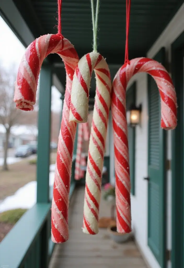 28 Outdoor Christmas House Decoration Ideas That Shine 20 28 Outdoor Christmas House Decoration Ideas That Shine - 20. Hanging Candy Canes