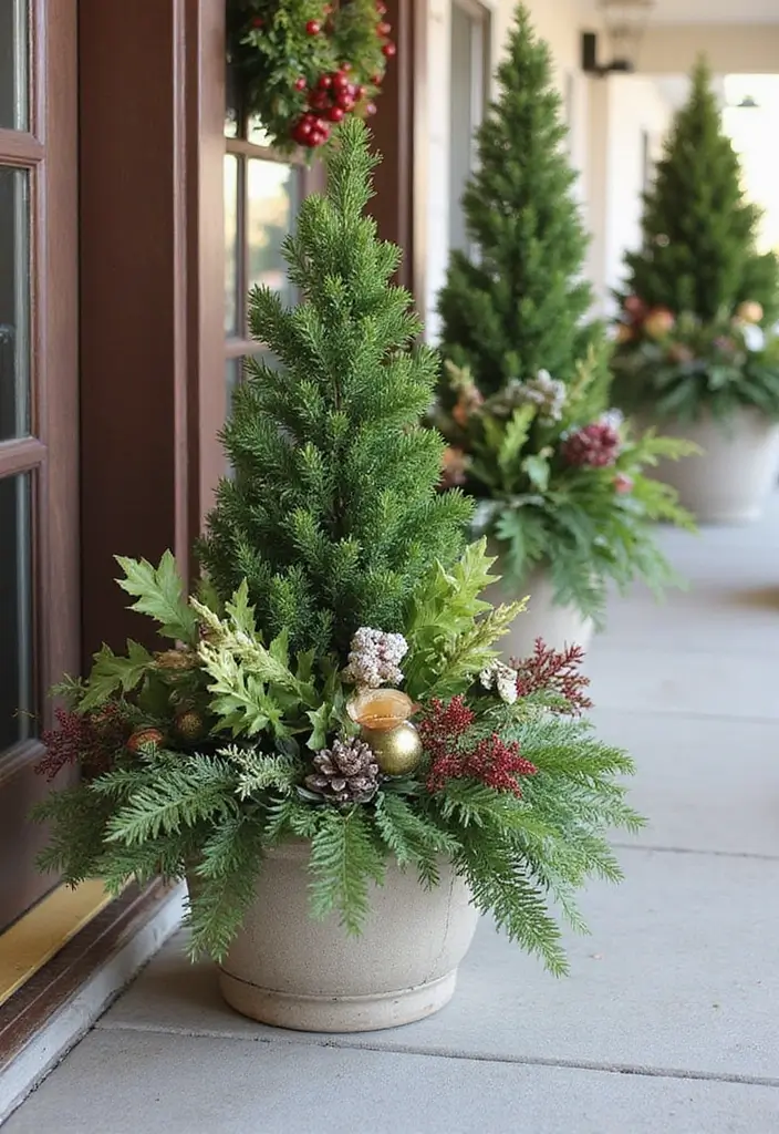 28 Outdoor Christmas House Decoration Ideas That Shine 21 28 Outdoor Christmas House Decoration Ideas That Shine - 21. Holiday Planters