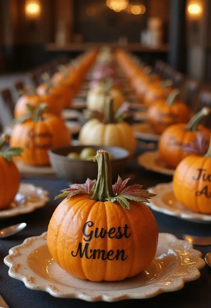 28 Simple Halloween Decoration Ideas That Still Impress 2 28 Simple Halloween Decoration Ideas That Still Impress - 2. Mini Pumpkin Place Cards
