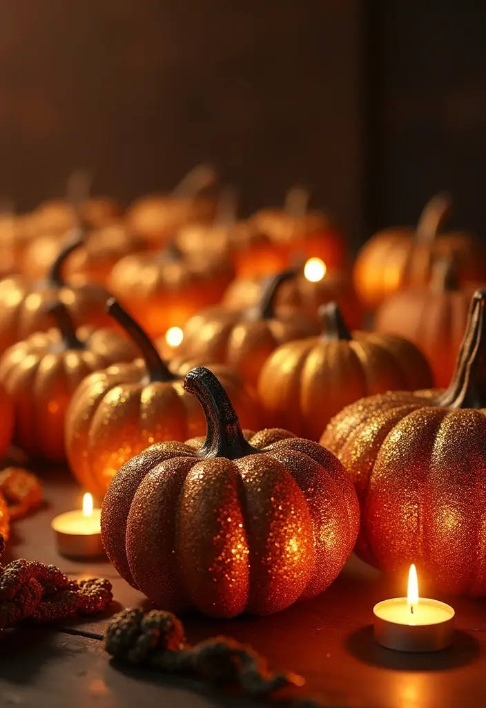 28 Simple Halloween Decoration Ideas That Still Impress 6 28 Simple Halloween Decoration Ideas That Still Impress - 6. Glittery Pumpkins