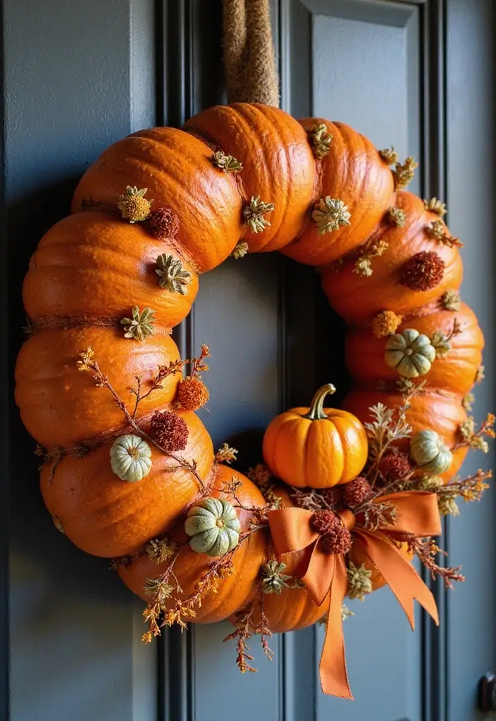 28 Simple Halloween Decoration Ideas That Still Impress 8 28 Simple Halloween Decoration Ideas That Still Impress - 8. Pumpkin Wreath