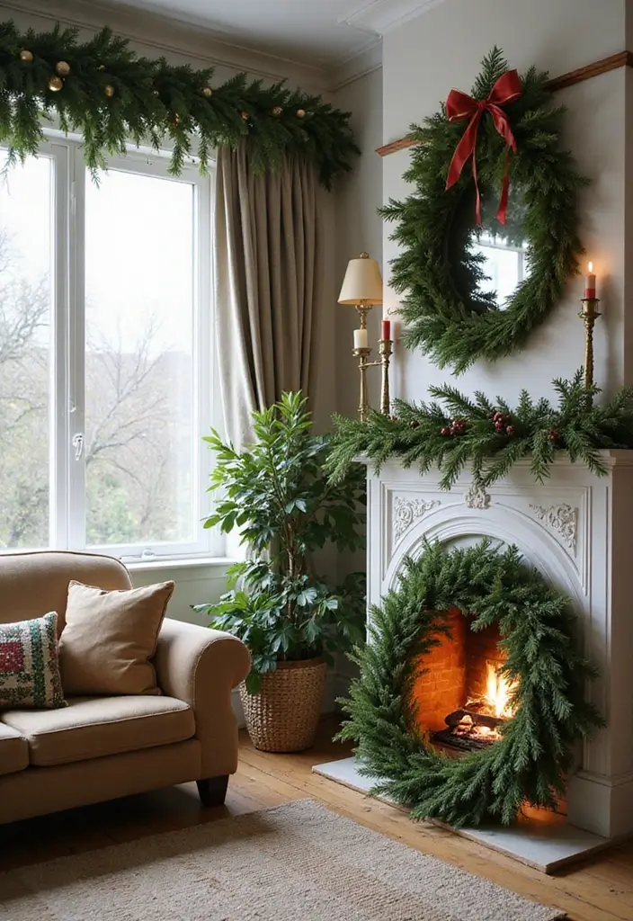 29 Apartment Christmas Decor Ideas for a Cozy Holiday Home 13 29 Apartment Christmas Decor Ideas for a Cozy Holiday Home - 13. Seasonal Greenery