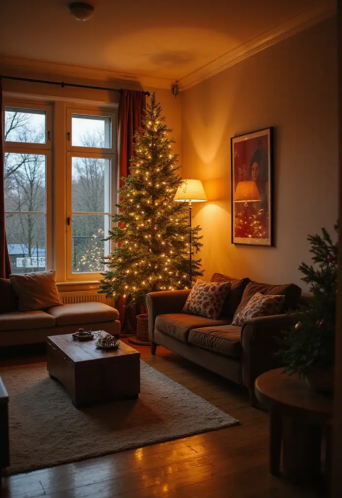 29 Apartment Christmas Decor Ideas for a Cozy Holiday Home 19 29 Apartment Christmas Decor Ideas for a Cozy Holiday Home - 19. Seasonal Light Fixtures