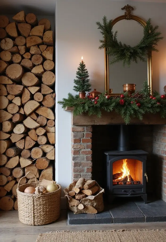 29 Apartment Christmas Decor Ideas for a Cozy Holiday Home 22 29 Apartment Christmas Decor Ideas for a Cozy Holiday Home - 22. Festive Firewood Stacks