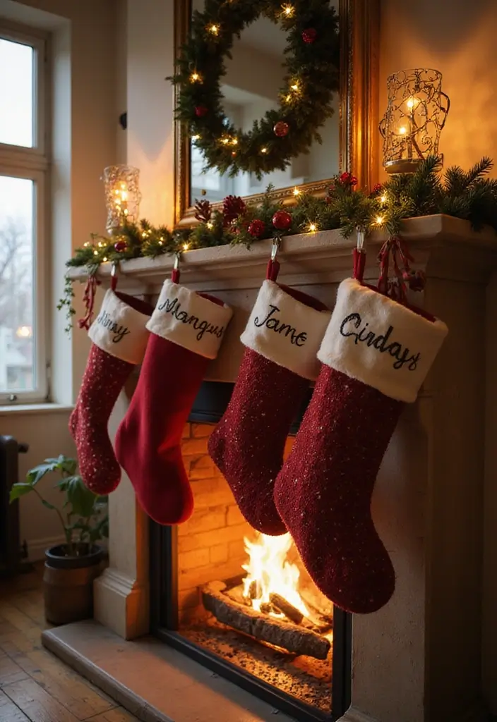 29 Apartment Christmas Decor Ideas for a Cozy Holiday Home 23 29 Apartment Christmas Decor Ideas for a Cozy Holiday Home - 23. Personalized Christmas Stockings