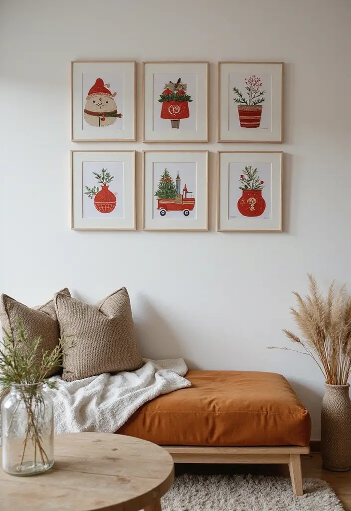 29 Apartment Christmas Decor Ideas for a Cozy Holiday Home 26 29 Apartment Christmas Decor Ideas for a Cozy Holiday Home - 26. Holiday-themed Artwork and Prints