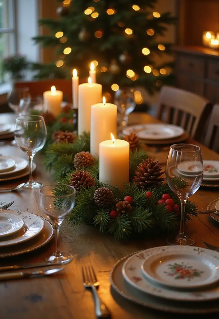 29 Apartment Christmas Decor Ideas for a Cozy Holiday Home 7 29 Apartment Christmas Decor Ideas for a Cozy Holiday Home - 7. Festive Table Centerpieces