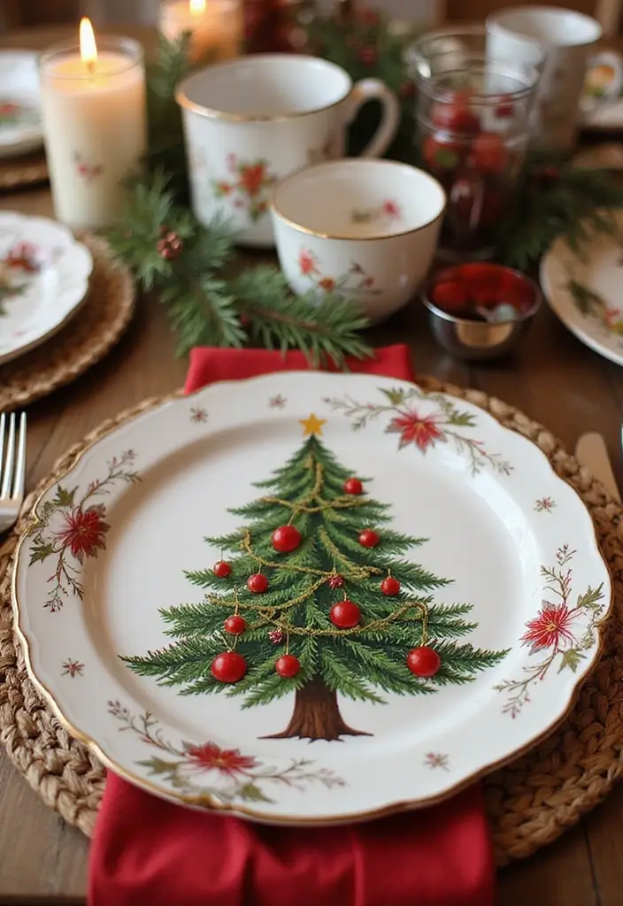 29 Apartment Christmas Decor Ideas for a Cozy Holiday Home 9 29 Apartment Christmas Decor Ideas for a Cozy Holiday Home - 9. Seasonal Tableware