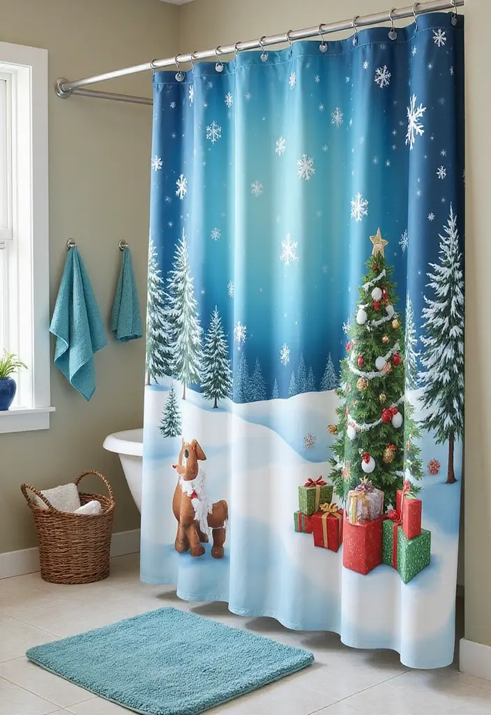 29 Bathroom Christmas Decor Ideas That Spark Joy 1 29 Bathroom Christmas Decor Ideas That Spark Joy - 1. Festive Shower Curtain